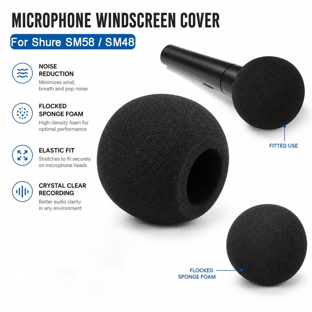 Shure Mic Sm58 - Vervangende microfoon windkap van gevlokte spons,